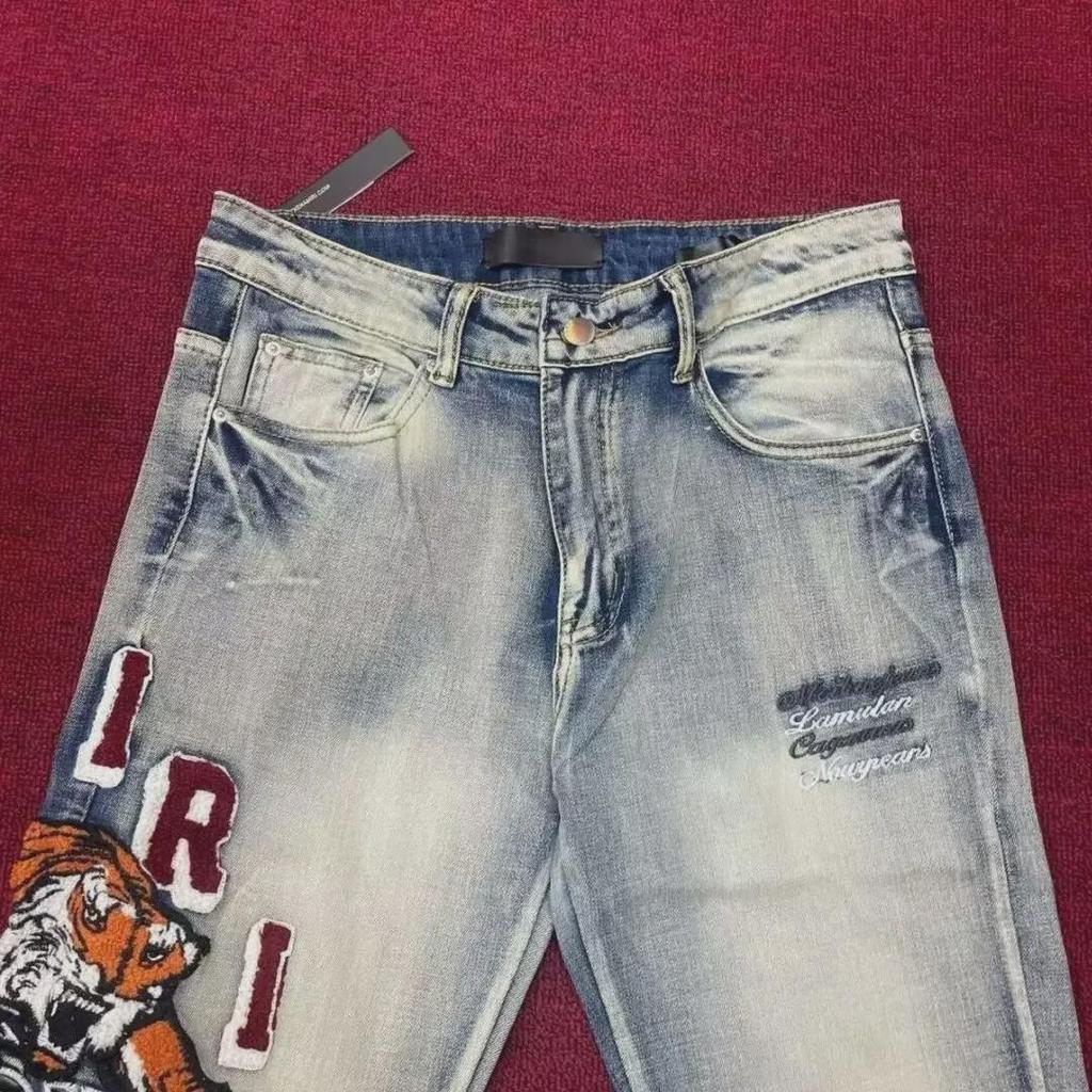 Unisex Summer Slim Fit Tiger Embroidered Jeans - Trendy Fog Style