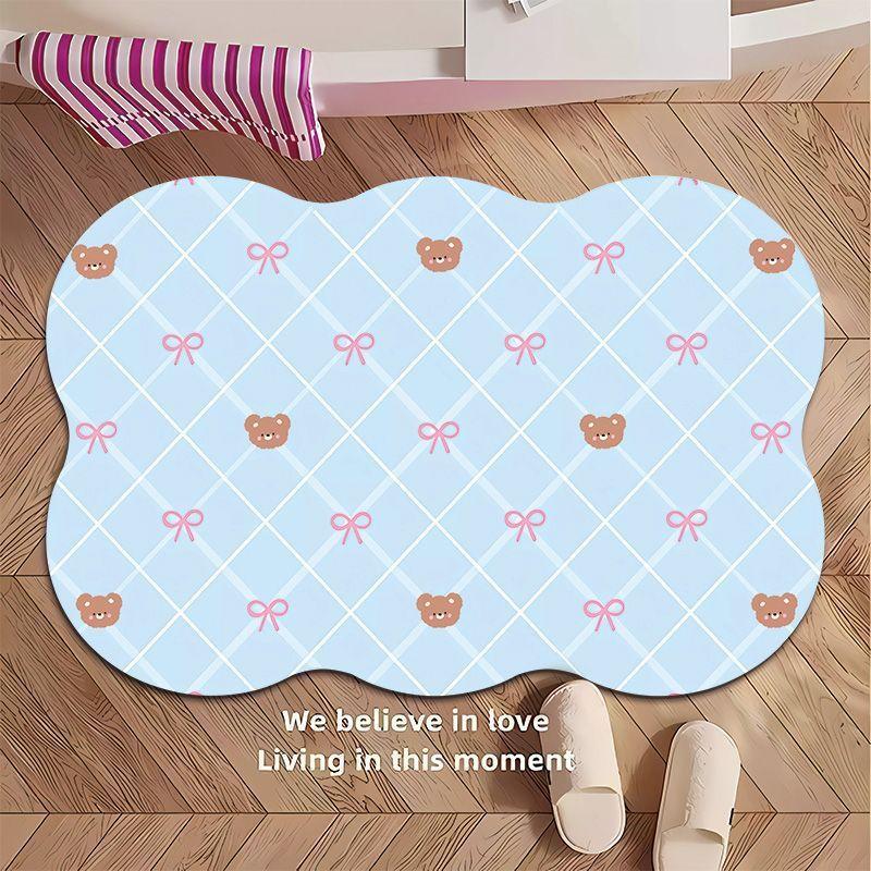 Niedliche Candy Bär Badezimmer Bodenmatte Diatomeenerde Wasseraufnahme Schnelltrocknend Badezimmer Toilette WC Toilettentür Rutschfeste Fußmatte