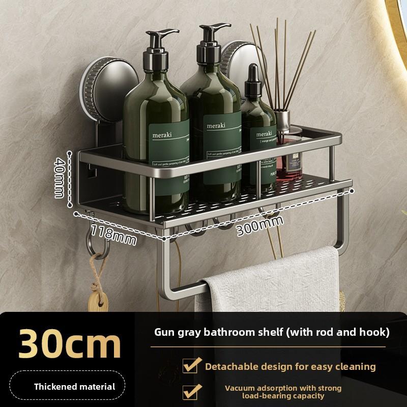 Suction Cup Storage Rack for Bathroom Washstand, Wall-Mounted, No-Drill, Toilet and Washroom Organizer