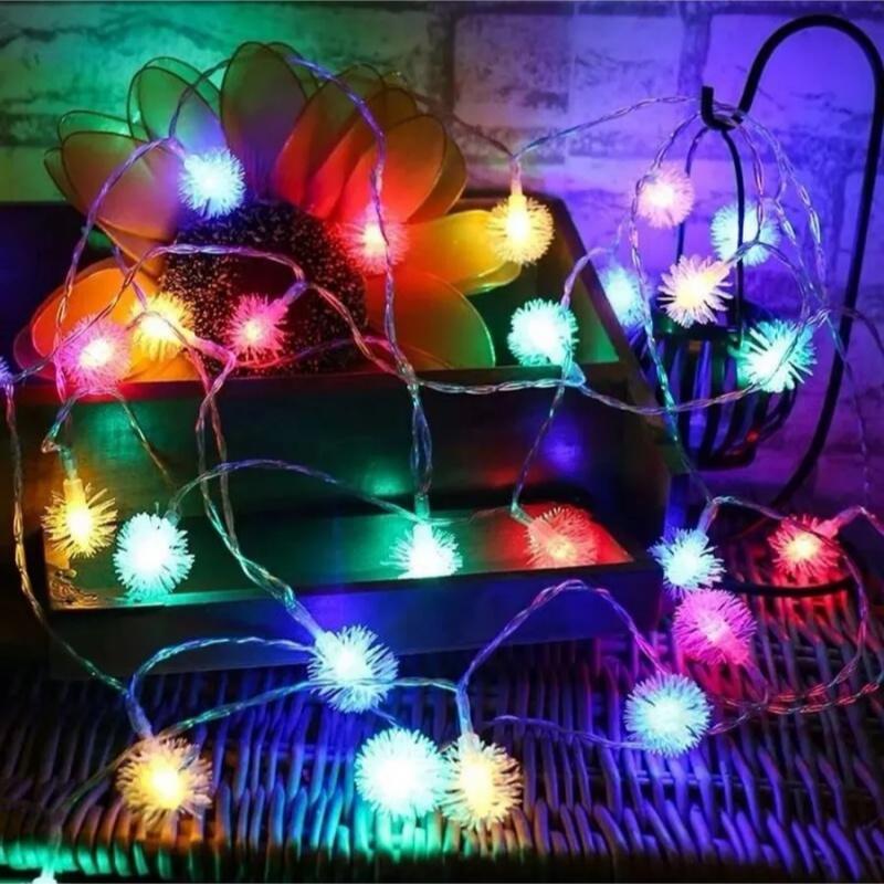 LEDs Snow Pompon Fairy Dandelion String Lights For Festival Christmas Party Wedding Garden Decoration DIY Lighting