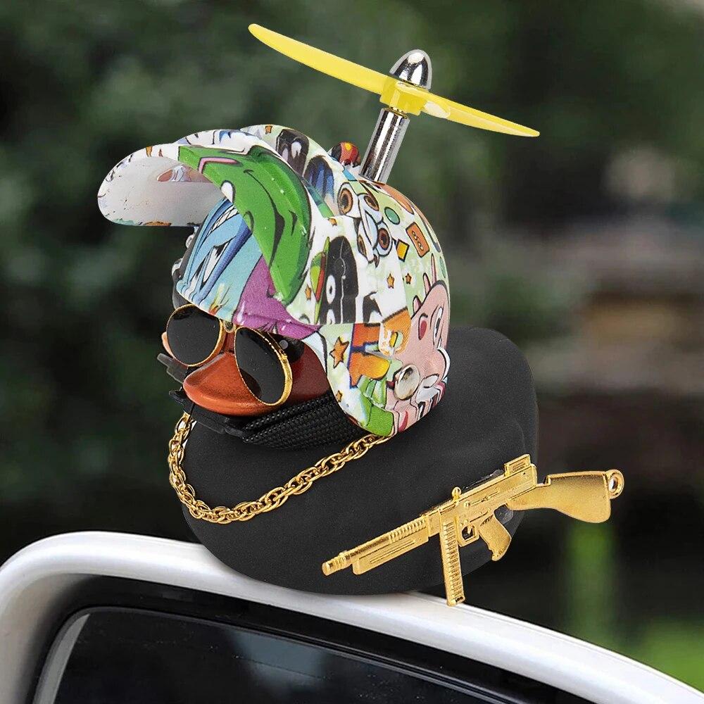 Duck In the Car Interior Decoration Yellow Duck with Helmet for Bike Motor Without Lights Duck In The Car Car Accessories