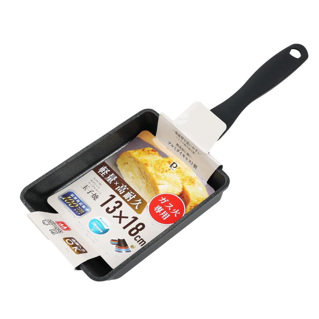 Pearl Metal Tamagoyaki Pan Rolled Omelet 13 x 18 Gas Stove Marble Passed 1 Million Abrasion Resistance PFOA PTFE Metal Spatula Moderate (Japanese Pan)