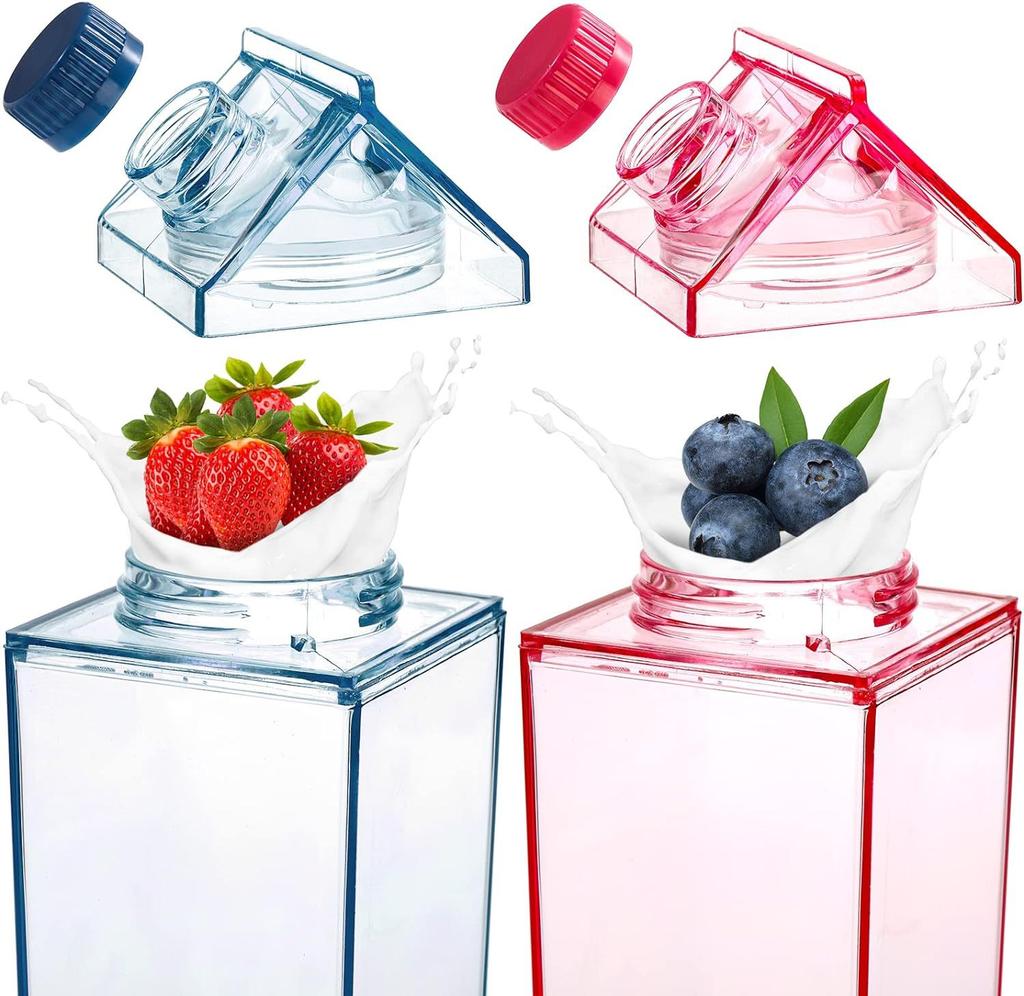 500ml Square Milk Cup Plastic Milk Cups Transparent Milk Box Design Water Cup Korean Version Small Fresh Girl Portable Bottles