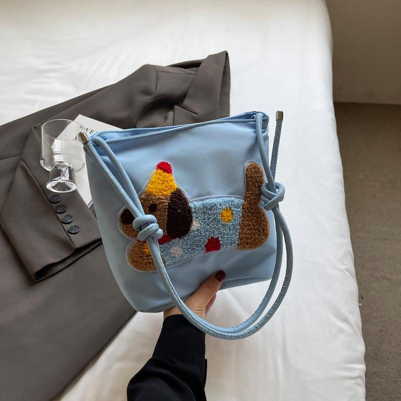 Trendy Midi Bucket Bag Chic Aesthetic Design Soft Canvas For Everyday Style