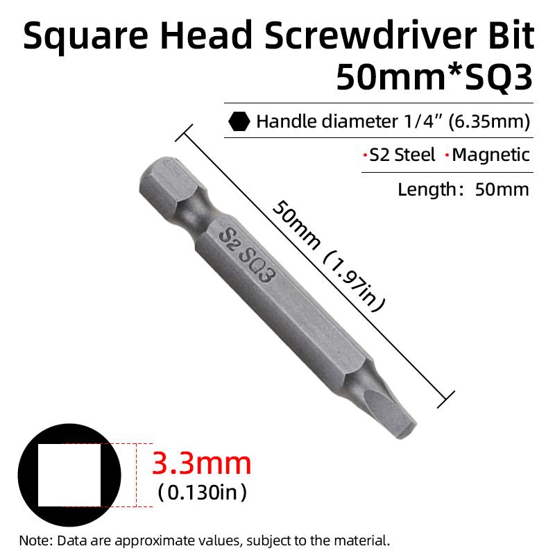 

Набір магнітних квадратних викруток S2 Сталеві викрутки Внутрішня чотирикутна викрутка 1/4 дюйма Шестигранний ручний інструмент SQ1 2 3