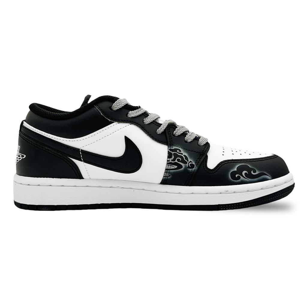 Jordan Air Jordan 1 Low Leather Cushioning Slip Resistant Low Top Vintage Basketball Shoes Men's Black White 553558-132(Team44-)