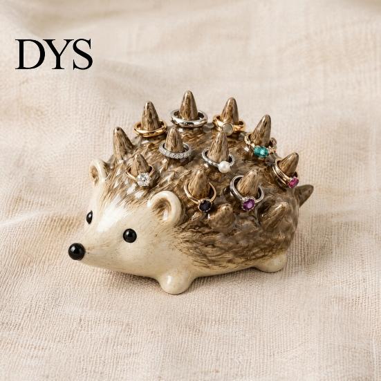 Mini Ring Stand for Bathroom Hedgehog Holder, Cute Resin Jewelry Organizer Rings, Waterproof Animal Niche Accessory Storage Vanity Dresser Bathroom,
