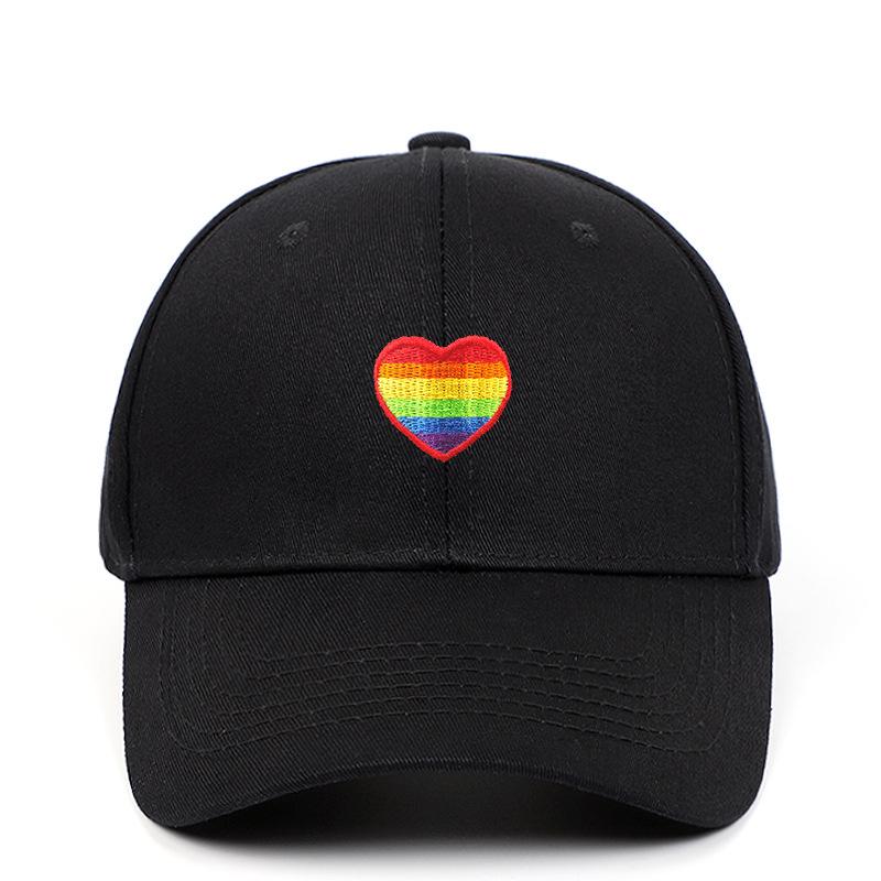 Rainbow Heart Embroidered Baseball Cap - Breathable Sun Protection Dad Hat for Outdoor Sports