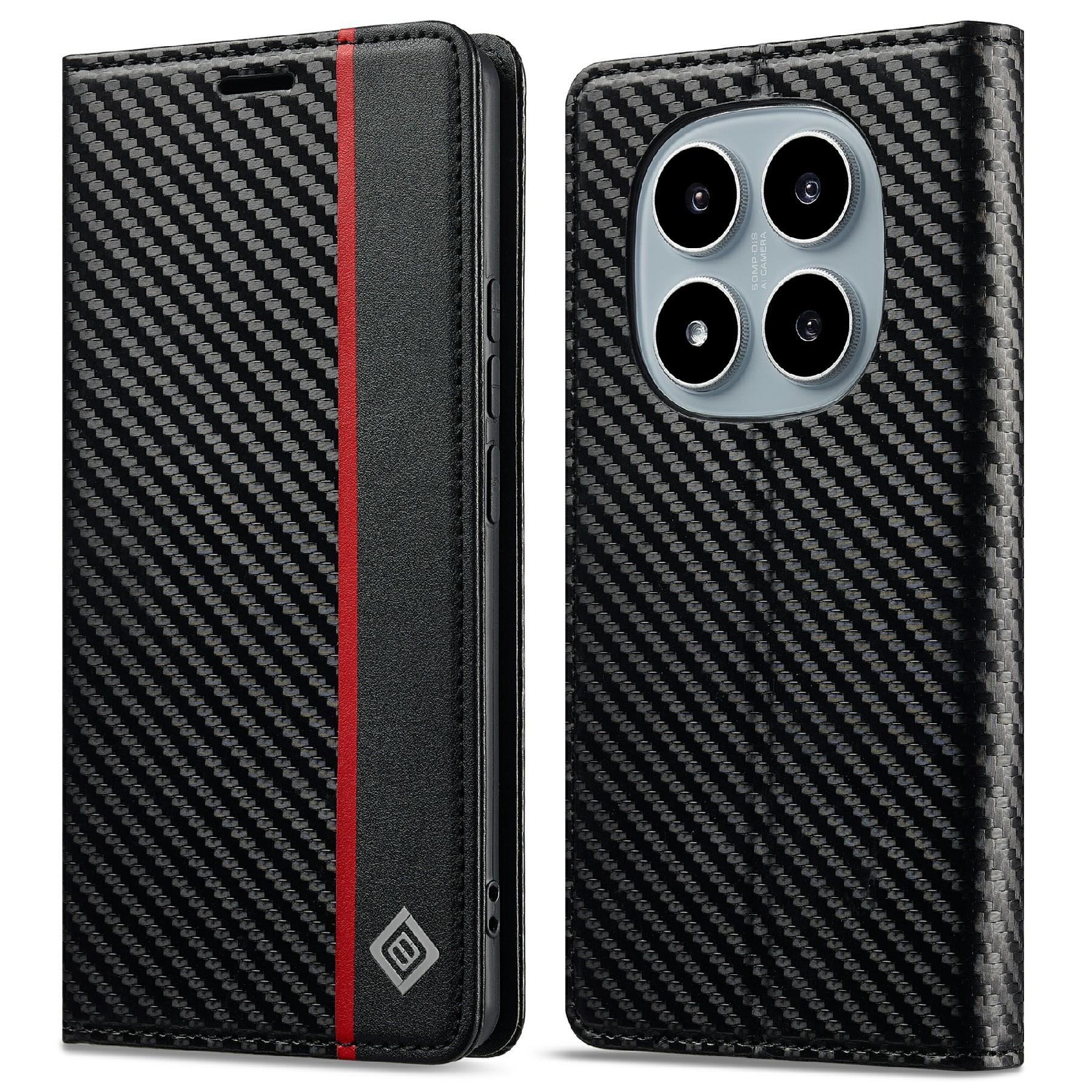 

LC.IMEEKE Для Xiaomi Redmi Note 14 Pro 4G Чохол Текстура вуглецевого волокна Чохол для телефону Підставка Тримач для карток B