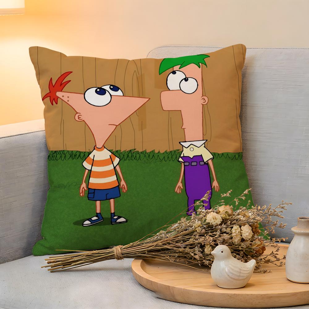 

Cushion Cover Linen SkinFriendly Soft Decorative Case For Sofa Home Decor Phineas And Ferb Anime Pillow cover 30x30cm