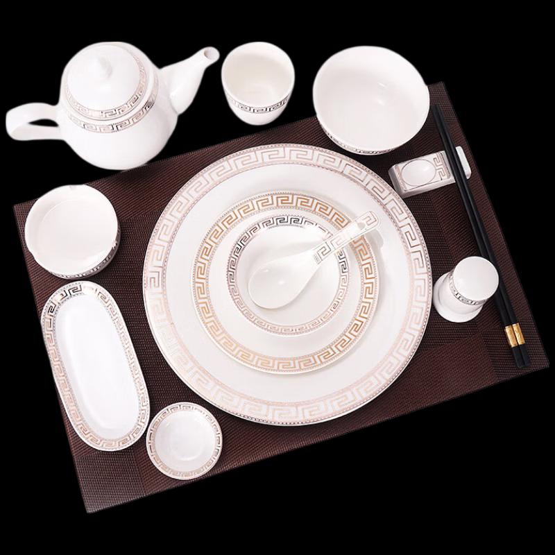 Diruien Luxury Gold-Embossed Ceramic Tableware Set
