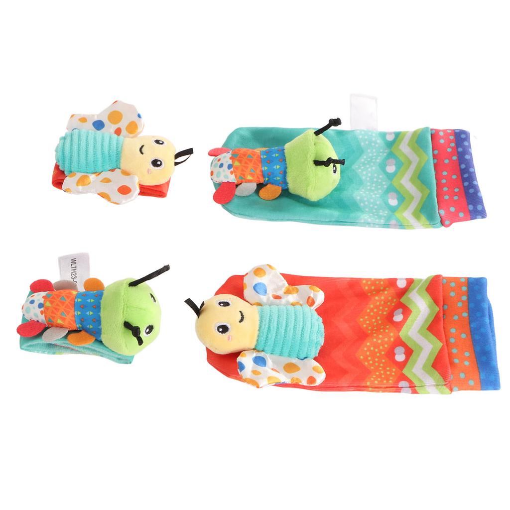 Baby Wrist Rattle Socks Set Soft Cute Cartoon Animal Hand and Foot Rattles for 0 to 1 Years Old Infant Type 1