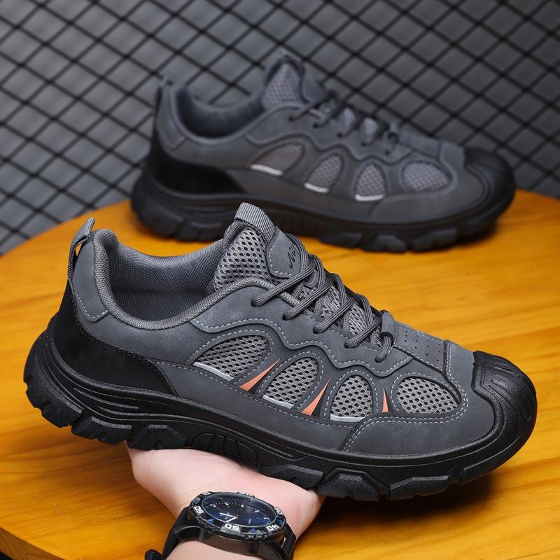 Men's shoes spring new mesh breathable construction site work non-slip wear-resistant light shoes outdoor sports hiking shoes