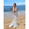Western Style Ins New Fashion Hanging Neck Hollow Lace Long Dress Sexy Backless Sheath Solid Dress Women