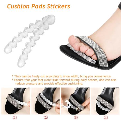 Morices 4 Pairs Forefoot Cushion Pads Stickers, Non-Slip Gel Self-Adhesive Heel Grip Metatarsal Pads Foot Cushion Balls for Sandals, Flip Flops, and H