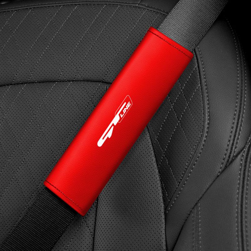 Car Styling Seat Belt Cover Leather Seatbelt Shoulder Strap Protector Pads For KIA GT GTLINE car Accessories