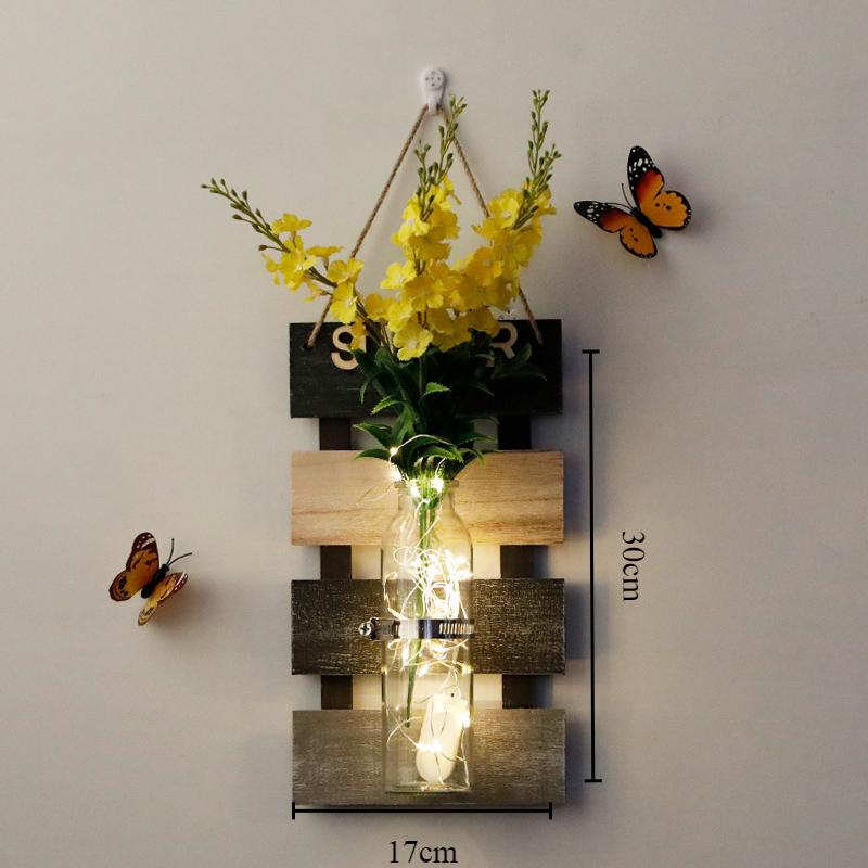 Wall Decoration Ins Style Wall Lamp Nordic Originality Plant Butterfly Background Home Decor Wall Lights Vase Lamp for Bedroom