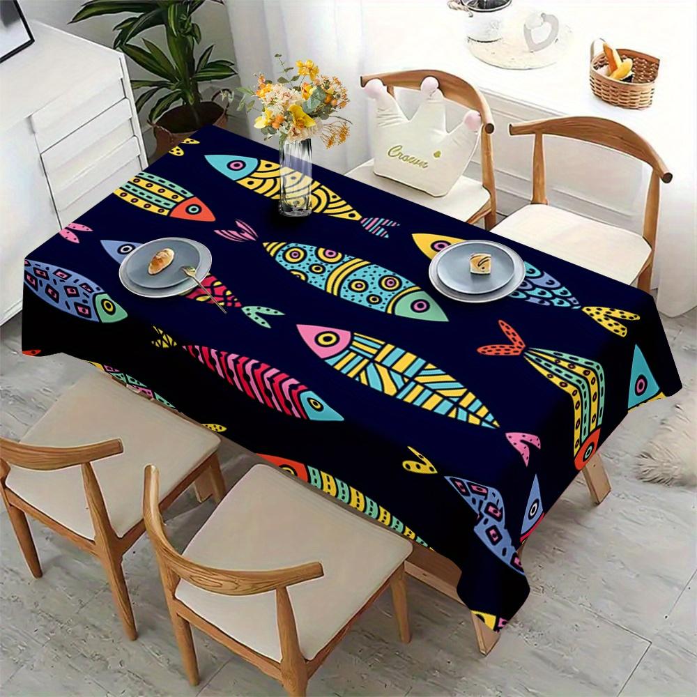 Bohemian Multicolor Fish Pattern Tablecloth for Table Decor Reusable Farmhouse Kitchen Dining Tablecloth Wedding Party Decor