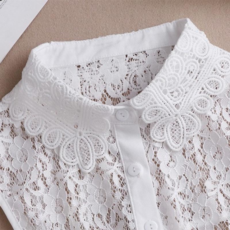 White Embroidery Fake Collar Women Shoulder Wraps Shawl Detachable Shirt Collar Lace False Collar Lapel Blouse Accessories