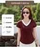 2026 Summer Women's Stylish V-neck Color Block Slim Fit Short-Sleeve Fake Two-Piece Top