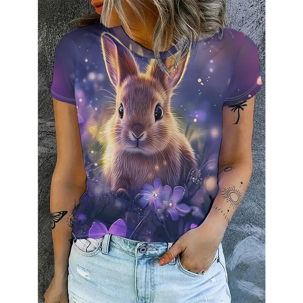 Summer Fashionable Casual Round Neck Short Sleeved T-shirt Comfortable Breathable Cat Animal 3d Printed Loose Women's Commuter Versatile T-shirt