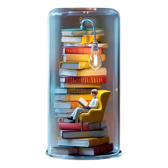 

Чтение в трубке Ночник Миниатюрная фигурка читателя Статуэтка Украшение Настольная светодиодная декоративная лампа для дома и офиса Подарки для книголюбов E