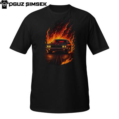 T-shirt Muscle Car in Fiamme | Maglietta Hot Rod Sentiero di Fuoco | Classico Americano da Strada