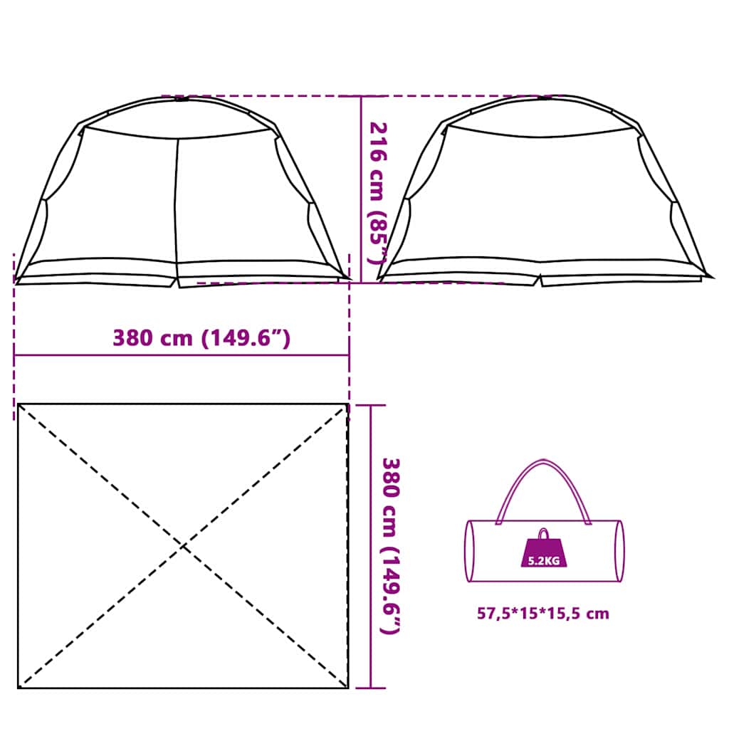 Mosquito Net Tent with Roof Sea Green 380 x 380 x 225 cm