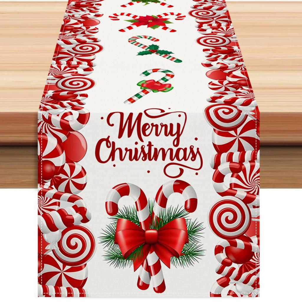 Candy Alphabet Print Tablecloth Seasonal Winter Holiday Kitchen Table Christmas Decorations For Indoor Family Gatherings