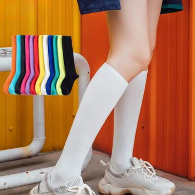 Candy Color Versatile Knee Socks Simple Fashion Stockings Cotton Breathable Socks Personalized Trendy Women Sports Socks