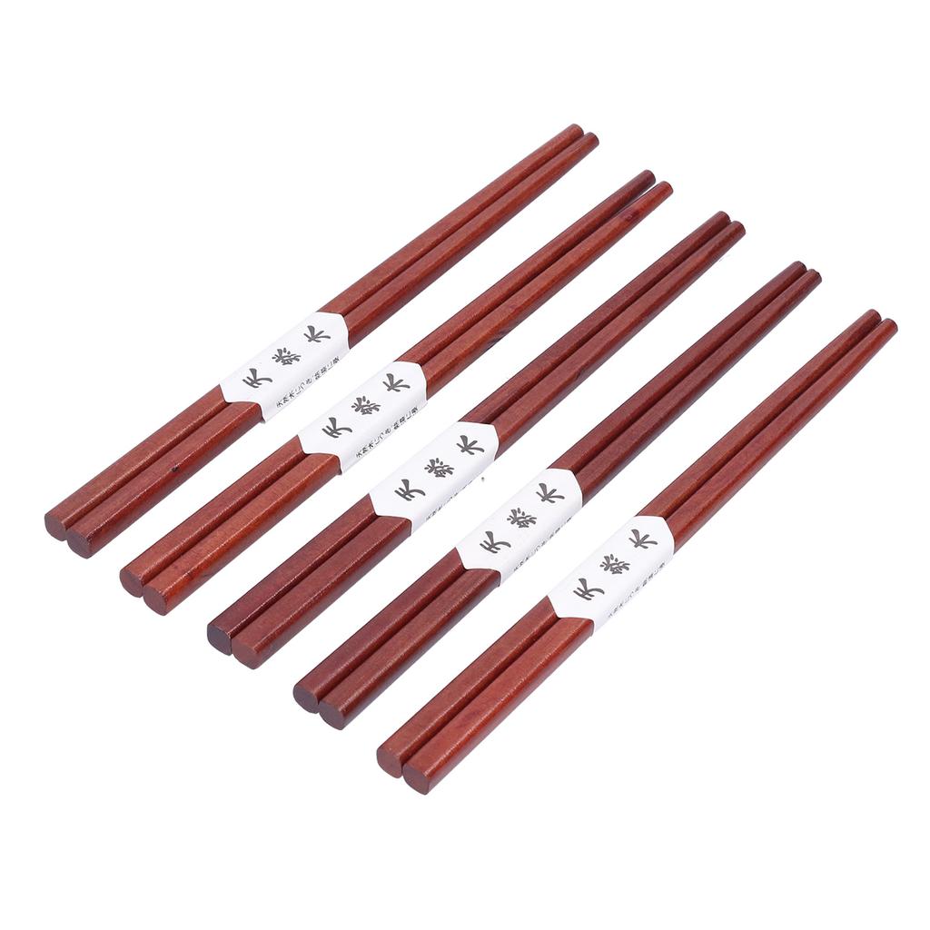 5Pairs Wooden Chopsticks Reusable   Wood Chopsticks for Home Kitchen Hotel