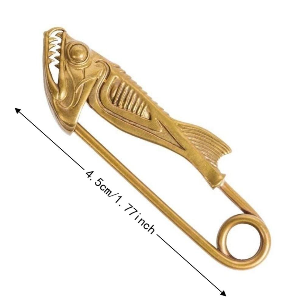 Jewelry Piranha Shape Brooch Exquisite Fish Bone Pin Fashion Fish Head Pin Daily Wear