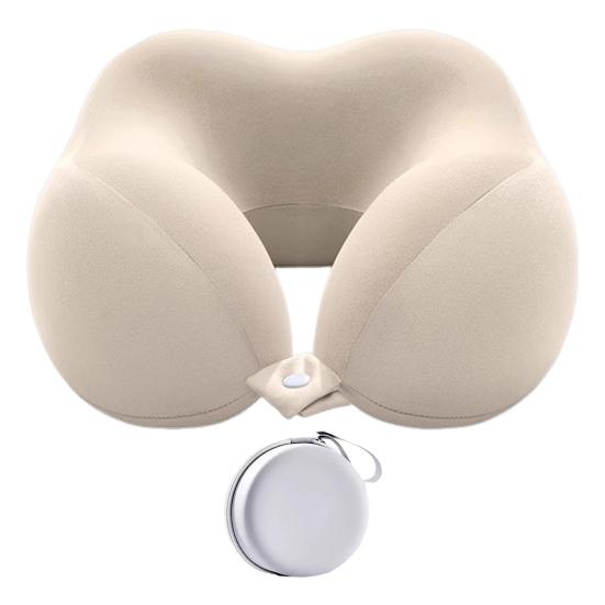 U-Shaped Neck Pillow Memory Foam Travel Neck Cushion Slow Rebound Neck Support Pillow with Storage Box for Cars Flights Home Office