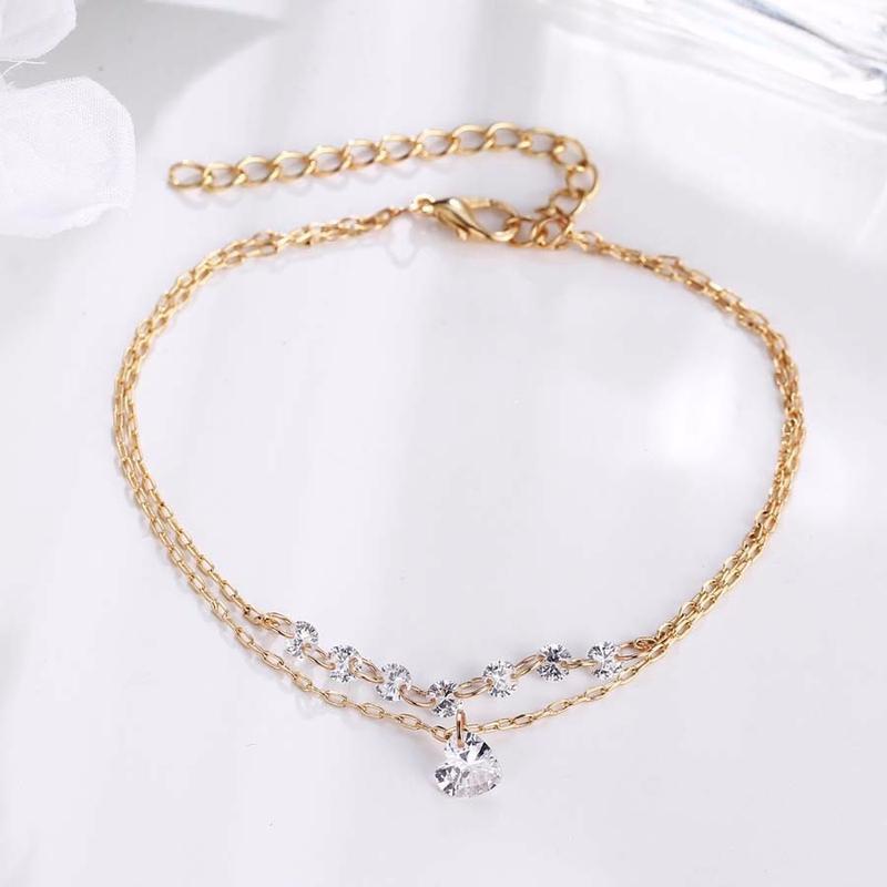 Fashion double layer heart-shaped crystal bracelet female engagement wedding bracelet