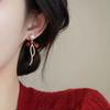 Natural freshwater pearl earrings, red pearl earrings, autumn and winter high-end feeling, New Year earrings