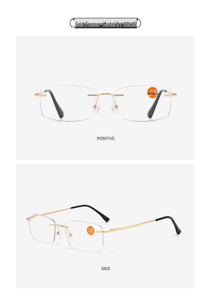 Ultra-Light Frameless HD Reading Glasses with Anti-Blue Light for Middle-Aged & Elderly
