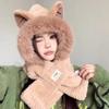 Plush Beanie Hat Scarf Thickening Ear Protection Cap Winter Scarf Set Hooded  Outdoor