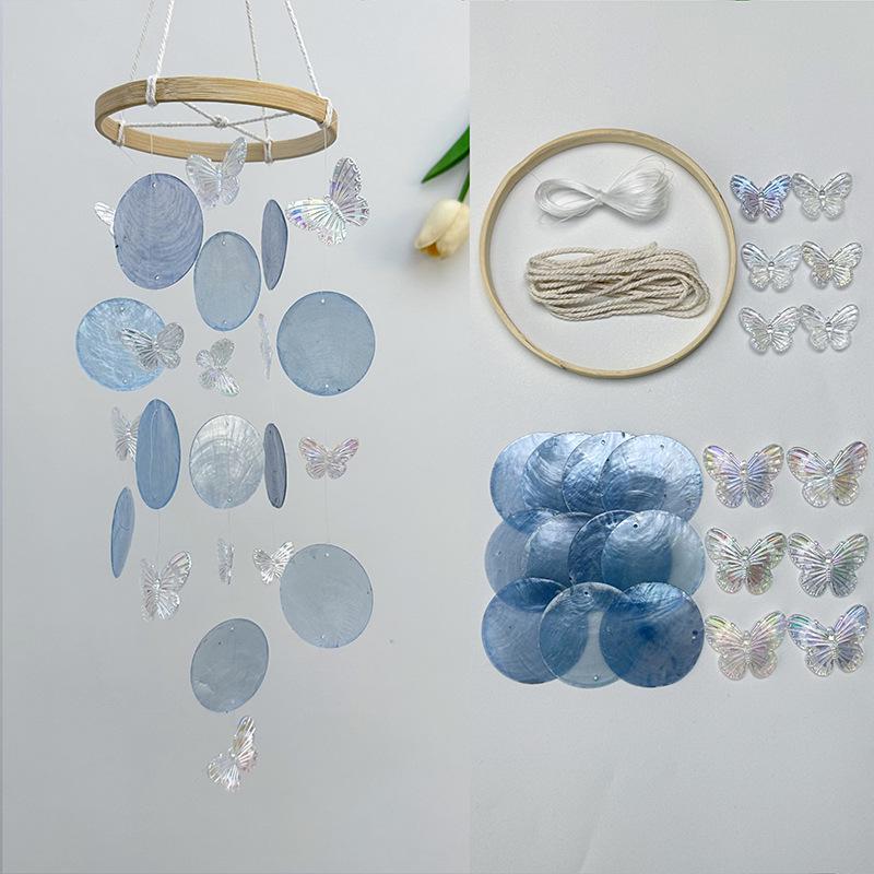Butterfly Shell Wind Chime DIY Kit - Handmade Hanging Ornament for Wall, Window, or Balcony Decor