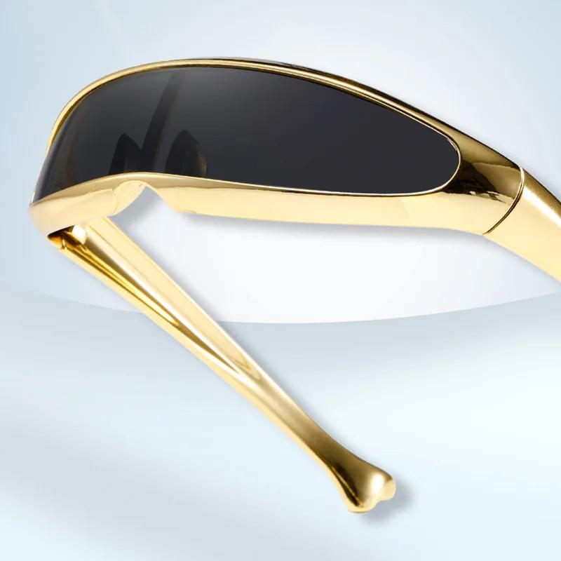 Futuristic One-piece Mirror Personalized Electroplated Sunglasses Women Men  Y2K Steampunk Goggles Rave Party Glasses UV400