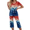 2 Piece Sets For Women Short Sleeve Top And Pants With Pockets Workout Soft  Print Sets