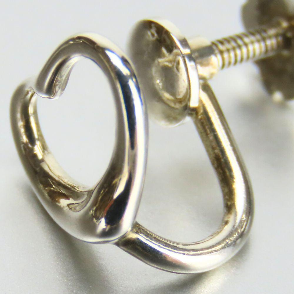 Used TIFFANY&Co. Earring Open Heart Silver925 2.2g Silver Cute