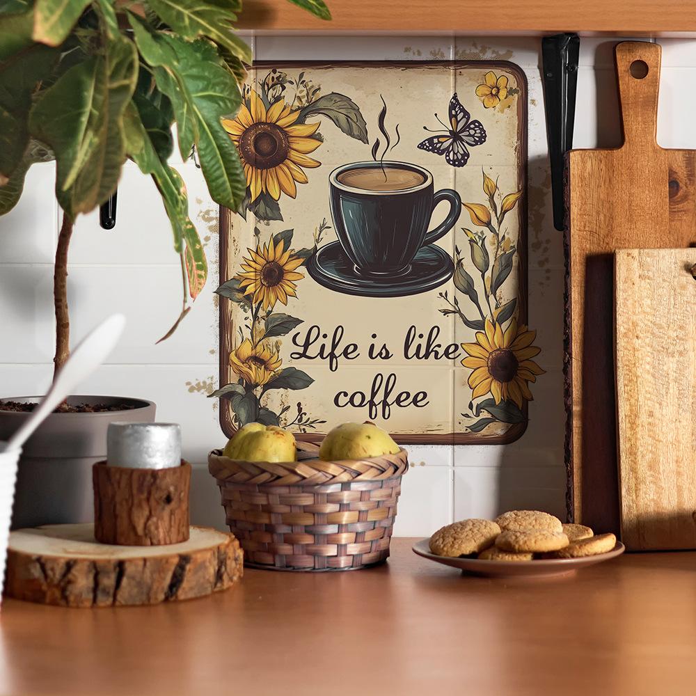Bemalte Kaffeetasse Schmetterling Küche Esszimmer Hintergrund Landschaftsgestaltung Wandaufkleber