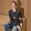 COOLHUT Women's Faux-Layer Long Sleeve Slim Fit Printed T-Shirt