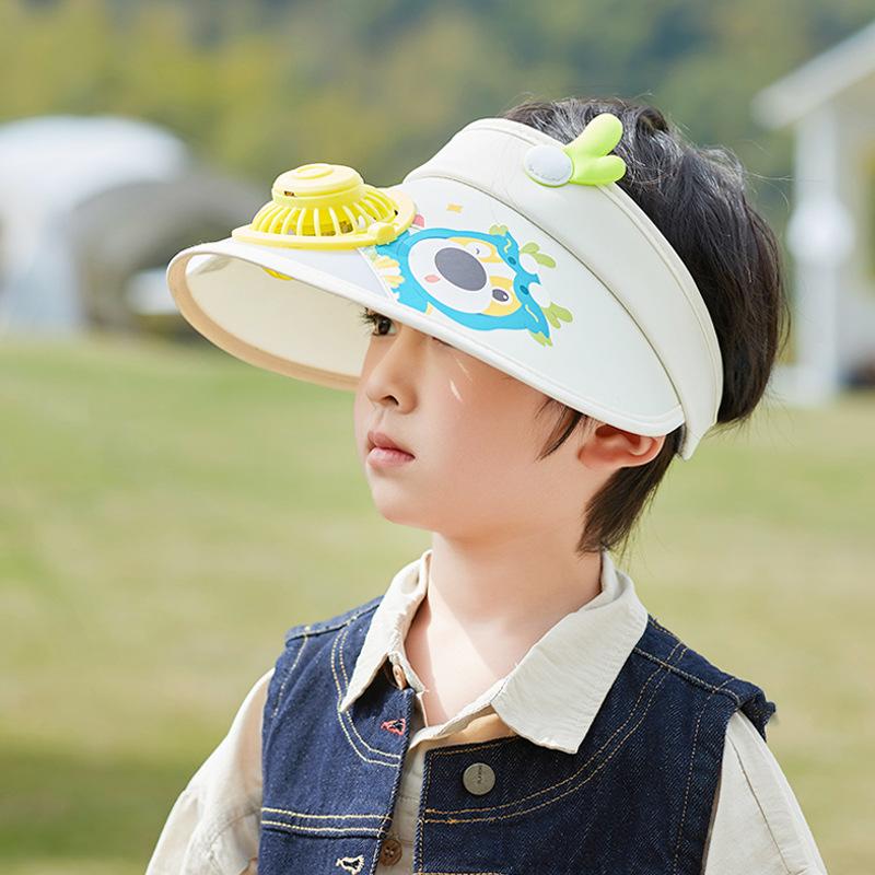 1125 children's hat summer outing with fan empty top hat cartoon cute boys and girls outdoor sun hat