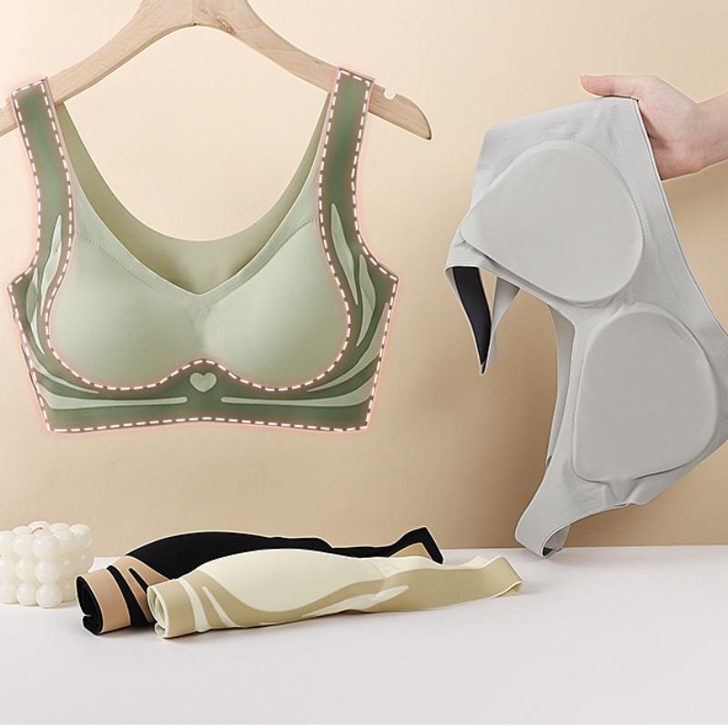 2 PCS Women's Seamless Gathering No Steel Ring Underwear Bra Skin-friendly Breathable Bra
