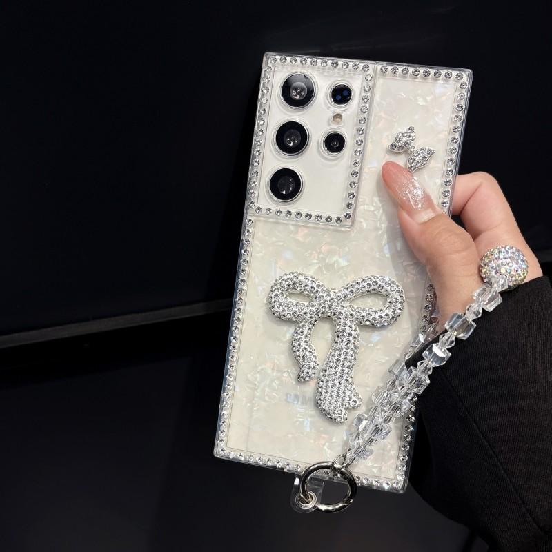 

Diamond Case For Samsung Galaxy S26 Ultra S22 S23 S24 FE S25 Plus A17 Crystal Clear Butterfly Chain Glitter Bracelet Strap Cover A07