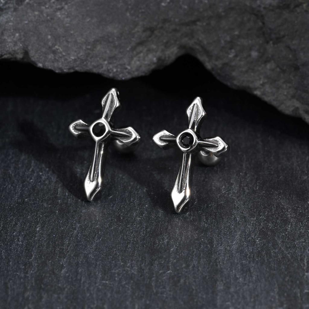 Vintage Gothic Cross Earrings for Women Men 1pc/1pair Stainless Steel Unique Earrings Stylish Fashion Jewelry