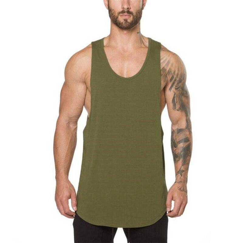 6689 Blank Mesh Slim Fitness Vest Men&#39;s European and American Arc Hem Sports GYM Bottoming Breathable Quick-drying Shoulder 6689