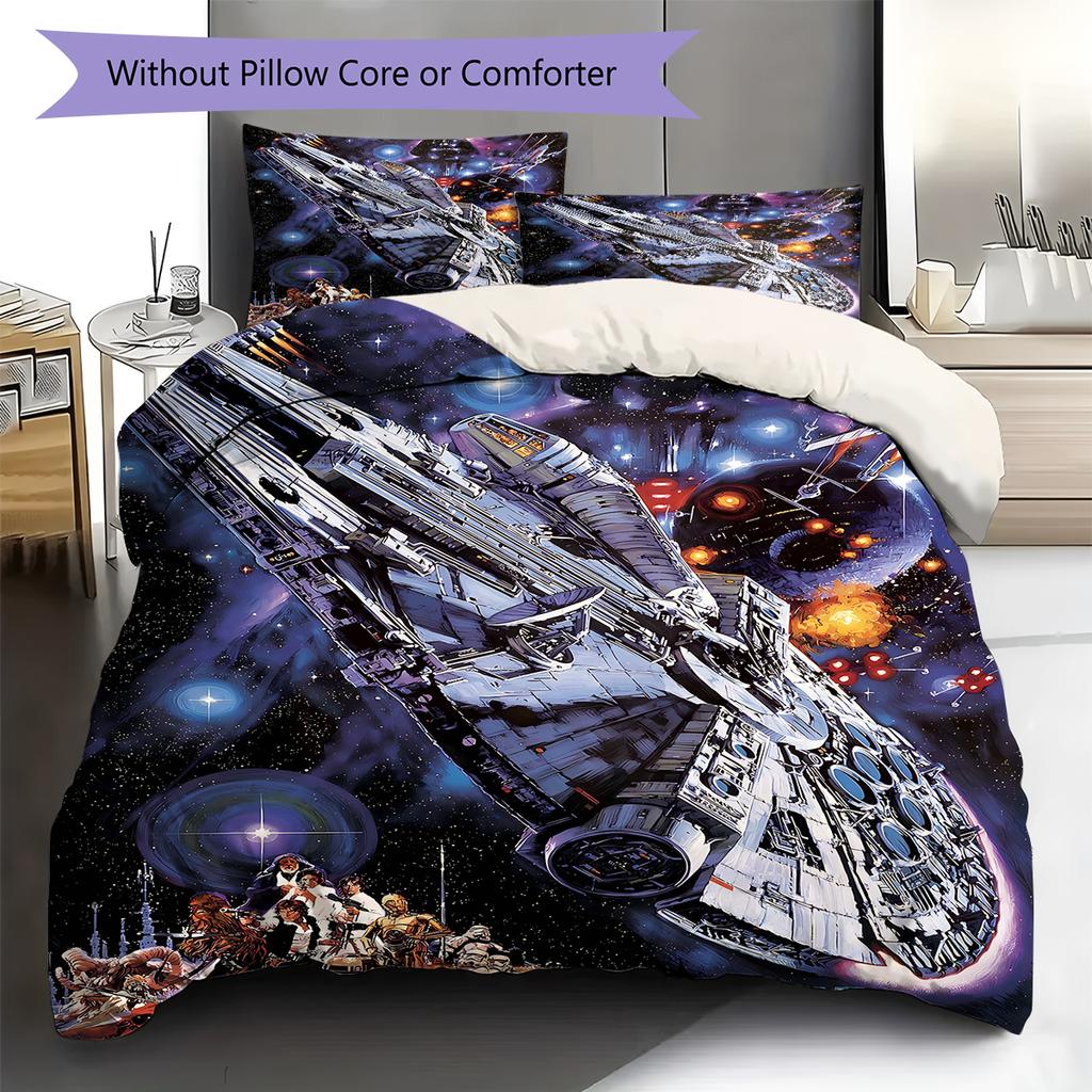 Set cu cuvertură și fețe de pernă cu model Space Opera Decorațiune pentru casă Cadou (1 * husă de pilotă + 2 * fețe de pernă, fără miez)