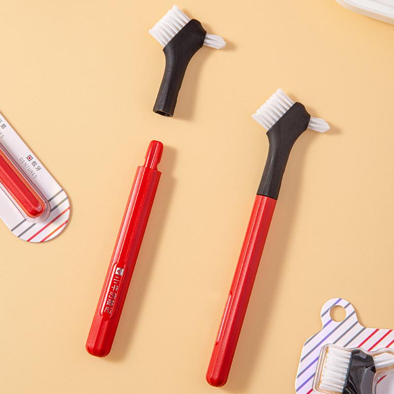Двостороння щітка для чищення зубних протезів Зубні щітки Щітка для вставних зубів Багатошарова щетина Нековзка ергономічна ручка Оральний крем